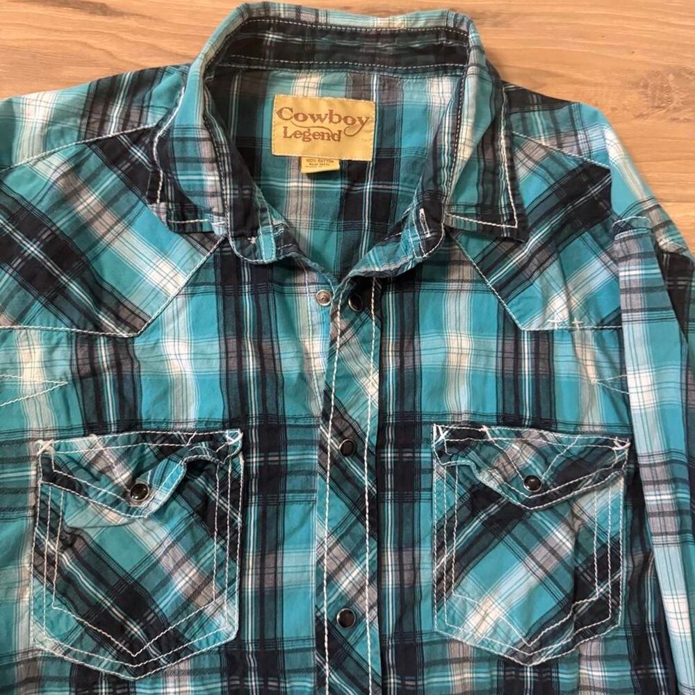 Y2K Style Cowboy Legend western Pearl Snap button up Size XL